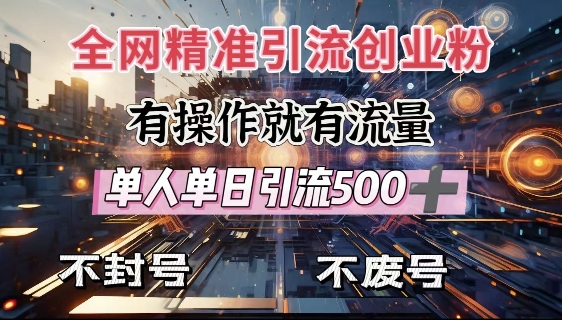 全网首发！引流创业粉神技，单人单日 500+，不封号轻松躺赢-芒果云创