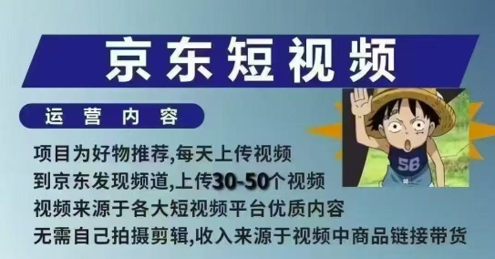 京东短视频带货课，无需自己拍摄剪辑，保姆式教学，两天快速上手-芒果云创