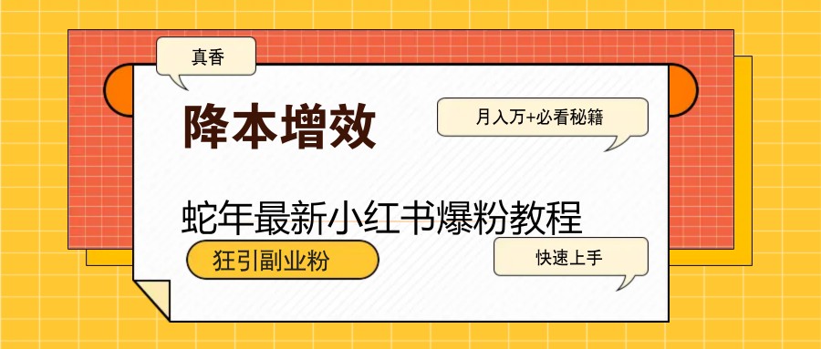 蛇年最新小红书爆粉教程，狂引副业粉，月入万+必看-芒果云创