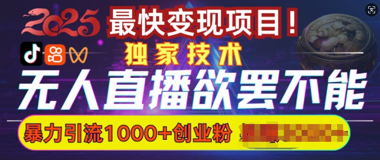 欲罢不能的无人直播引流，超暴力日引流1000+高质量精准创业粉-芒果云创