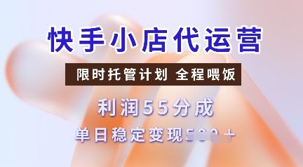 快手小店代运营，限时托管计划，收益55分，单日稳定变现多张【揭秘】-芒果云创