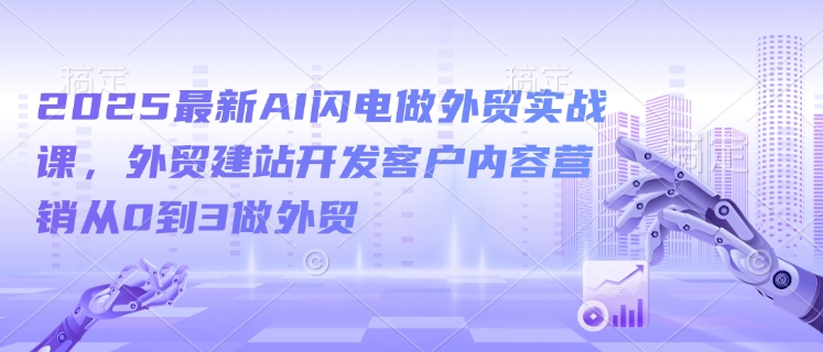 2025最新AI闪电做外贸实战课，外贸建站开发客户内容营销从0到3做外贸-芒果云创