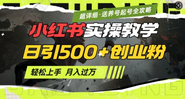 2月小红书最新日引500+创业粉实操教学【超详细】小白轻松上手，月入1W+，附小红书养号起号SOP-芒果云创