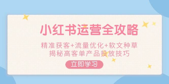 小红书运营全攻略，精准获客+流量优化+软文种草，揭秘高客单产品投放技巧-芒果云创