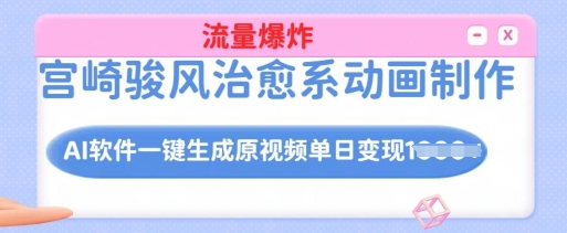宫崎骏风治愈系动画制作，AI软件一键生成原创视频流量爆炸，单日变现多张，详细实操流程-芒果云创