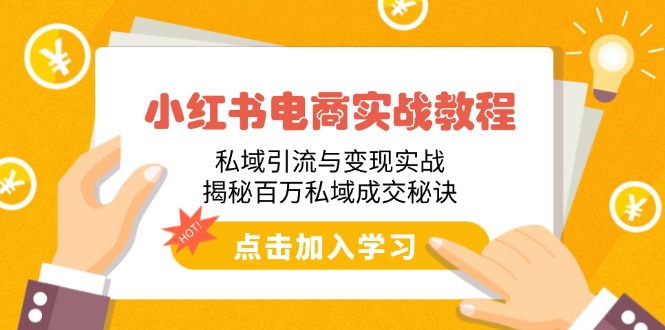 小红书电商实战教程：私域引流与变现实战，揭秘百万私域成交秘诀-芒果云创