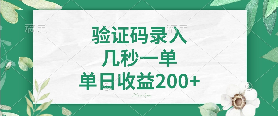 验证码录入，几秒一单，单日收益200+-芒果云创