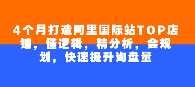 4个月打造阿里国际站TOP店铺，懂逻辑，精分析，会规划，快速提升询盘量-芒果云创