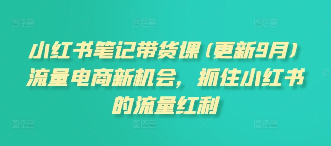 小红书笔记带货课(更新25年2月)流量电商新机会，抓住小红书的流量红利-芒果云创