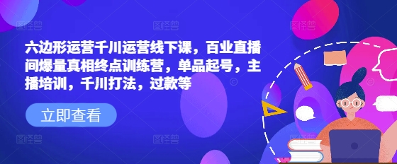 六边形运营千川运营线下课，百业直播间爆量真相终点训练营，单品起号，主播培训，千川打法，过款等-芒果云创