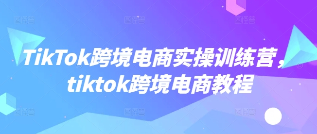 TikTok跨境电商实操训练营，tiktok跨境电商教程-芒果云创