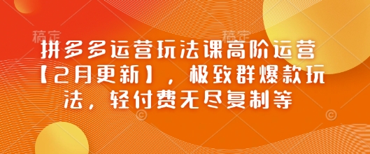 拼多多运营玩法课高阶运营【2月更新】，极致群爆款玩法，轻付费无尽复制等-芒果云创