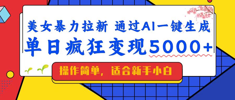美女暴力拉新，通过AI一键生成，单日疯狂变现5000+，纯小白一学就会！-芒果云创