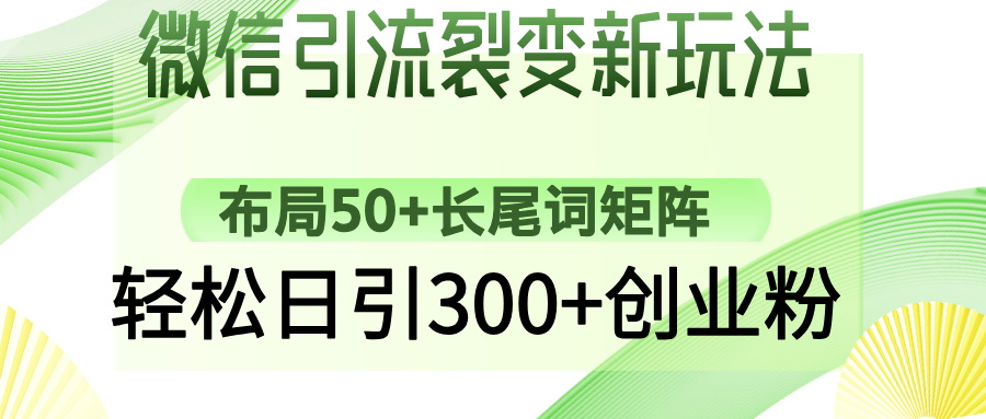 微信引流裂变新玩法：布局50+长尾词矩阵，轻松日引300+创业粉-芒果云创