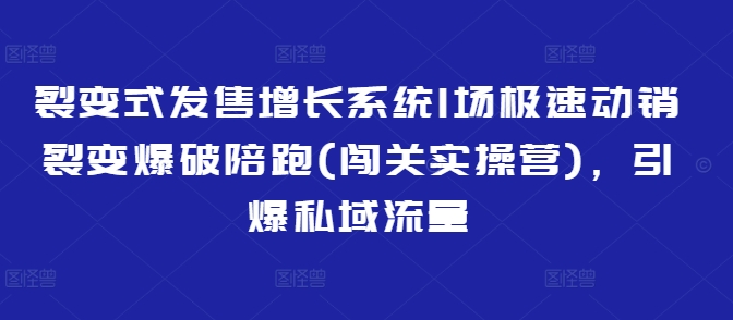 裂变式发售增长系统1场极速动销裂变爆破陪跑(闯关实操营)，引爆私域流量-芒果云创