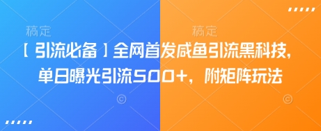 【引流必备】全网首发咸鱼引流黑科技，单日曝光引流500+，附矩阵玩法【揭秘】-芒果云创