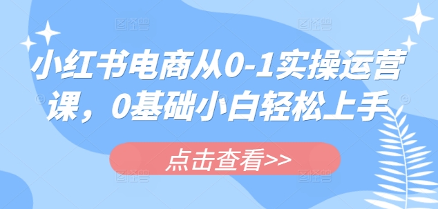 小红书电商从0-1实操运营课，0基础小白轻松上手-芒果云创
